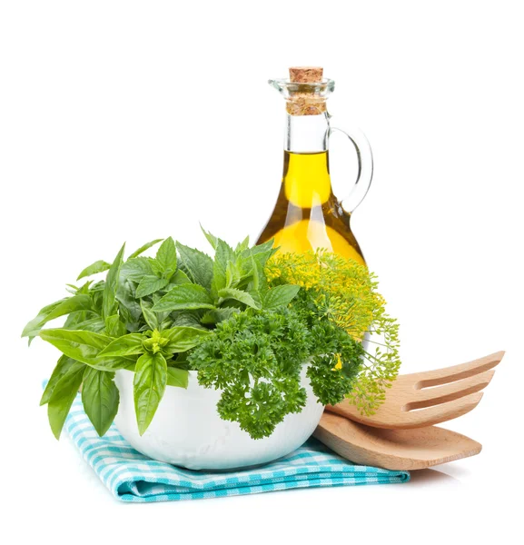 Fresh herbs in bowl — Stock Photo, Image
