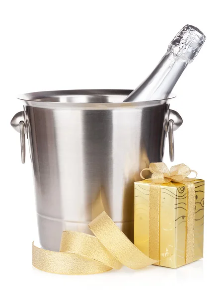 Christmas champagne in bucket — Stock Photo, Image