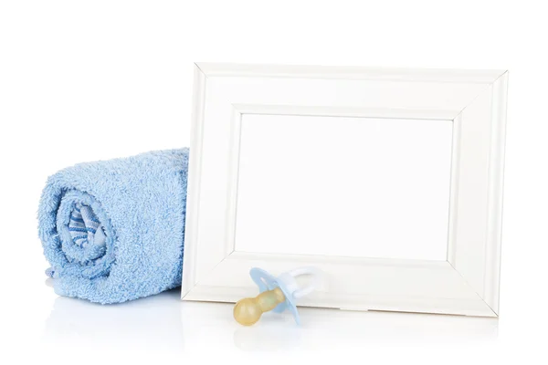 Fotorámeček s froté ručníky a boy figuríny — Stock fotografie