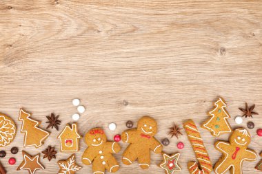 Homemade various christmas gingerbread cookies clipart