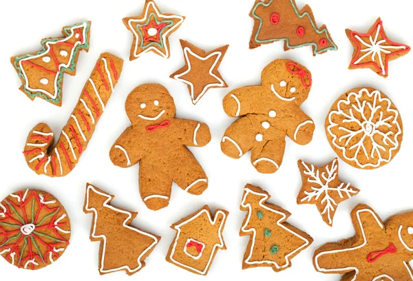Homemade various christmas gingerbread cookies — Stock Photo, Image