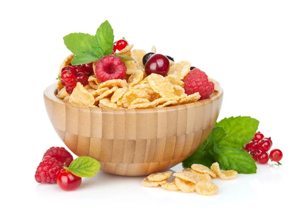 Frische Cornflakes mit Beeren — Stockfoto