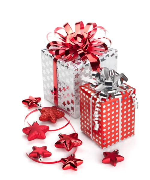 Christmas gift boxes and decor — Stock Photo, Image