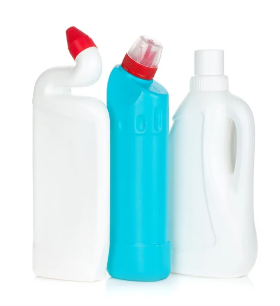 Plastic bottles of cleaning products — Stock Photo, Image