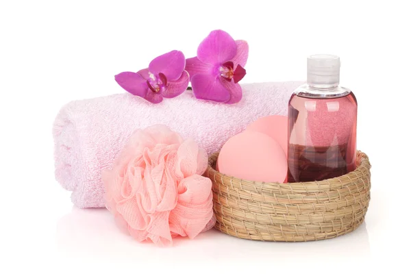 Kosmetik und Orchideenblüten — Stockfoto