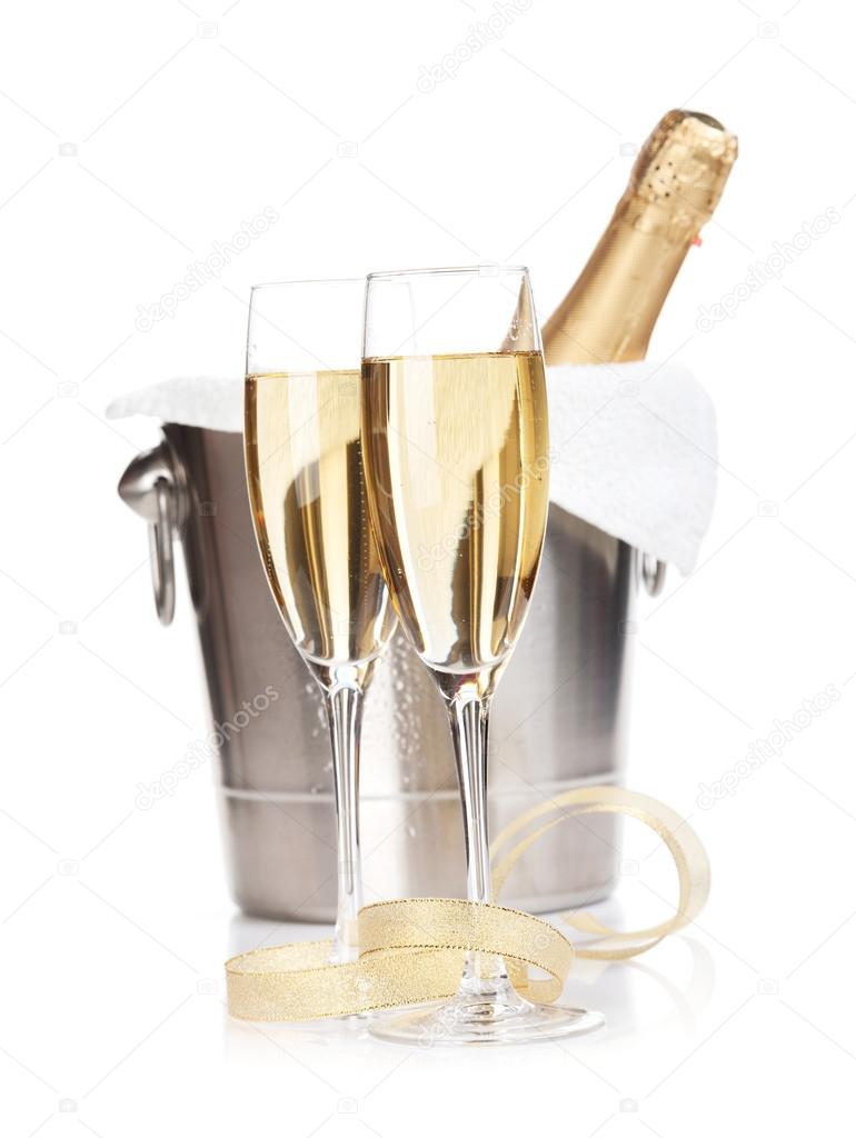 Champagne bottle in ice bucket Stock Photo by ©karandaev 36369949
