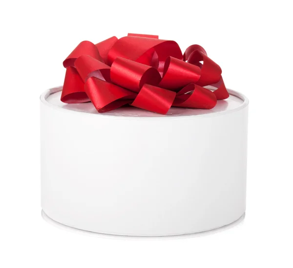 Gift box with red ribbon bow — Stock Photo, Image
