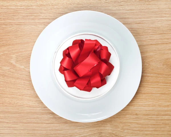 Valentine's day gift box on plate — Stock Photo, Image