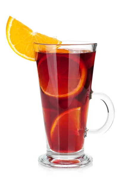 Christmas mulled wine with orange and spices — Stock Photo, Image