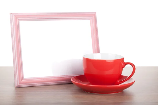 Foto frame en koffie beker — Stockfoto