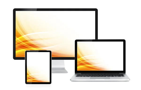 Computer display, laptop and tablet — Stock Photo, Image