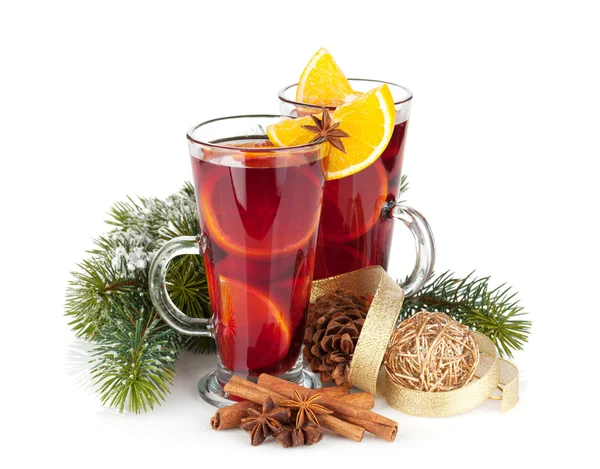 Christmas mulled wine with spices — Stock Photo, Image