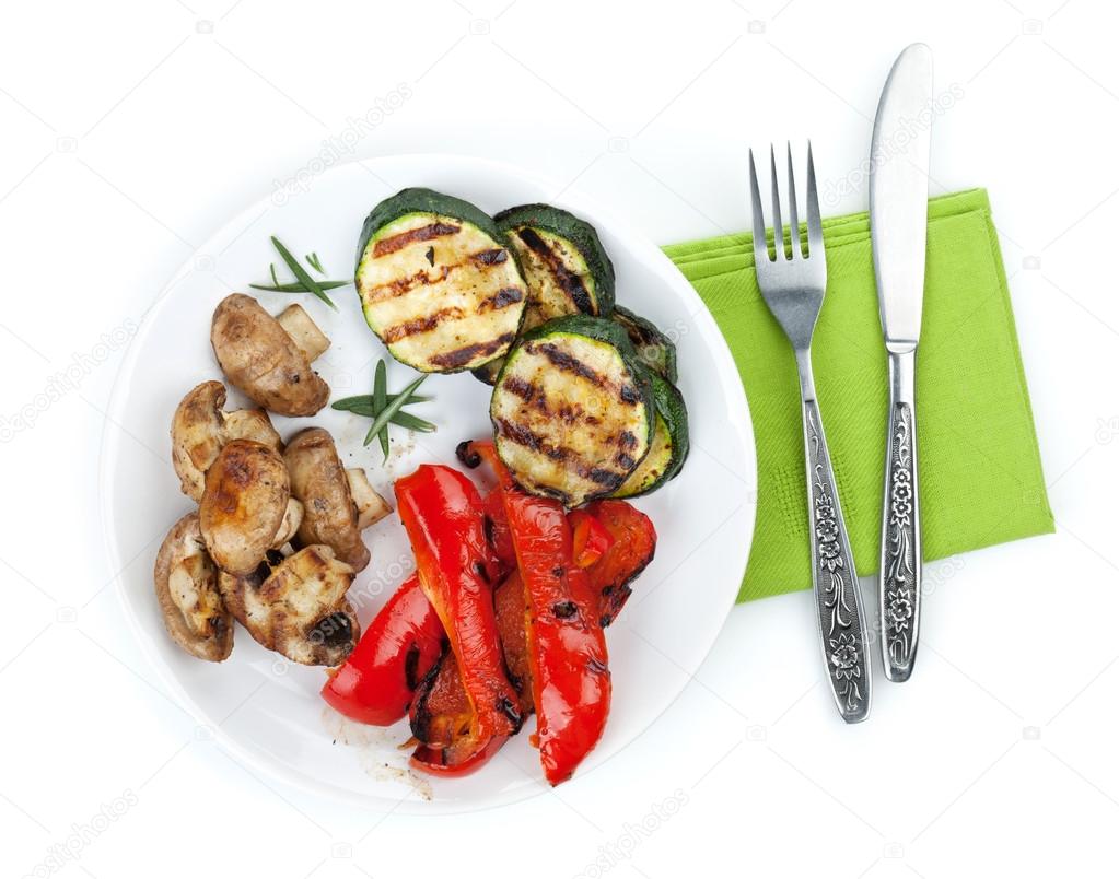 Grilled vegetables on plate