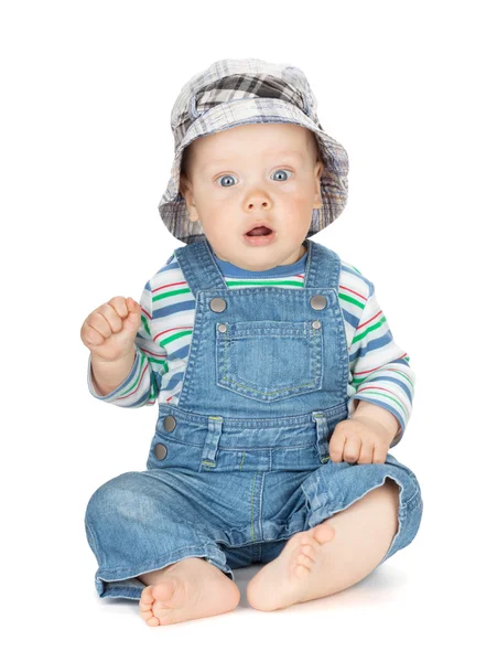 Small cute baby boy in jeans — Stock Photo, Image