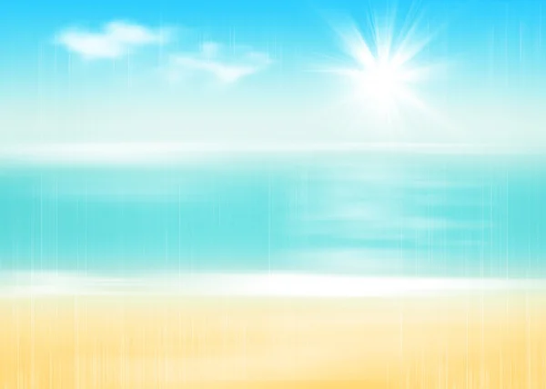 Plaj ve deniz güneşli gökyüzü ile — Stok fotoğraf