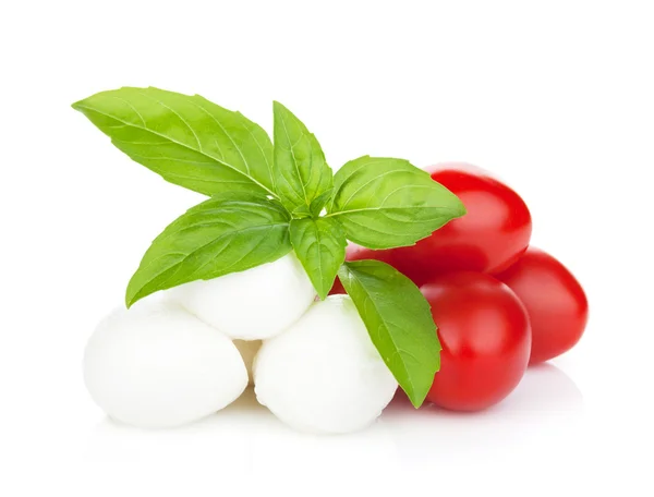 Mozzarella com tomate cereja e manjericão — Fotografia de Stock