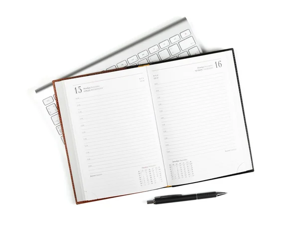 Blank notepad with pen — Stock Photo, Image