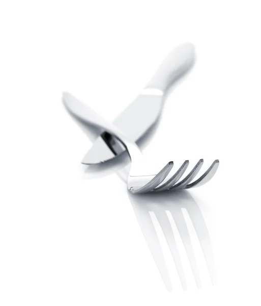 Zestaw ze srebra lub sztućce widelec i nóż — Zdjęcie stockowe