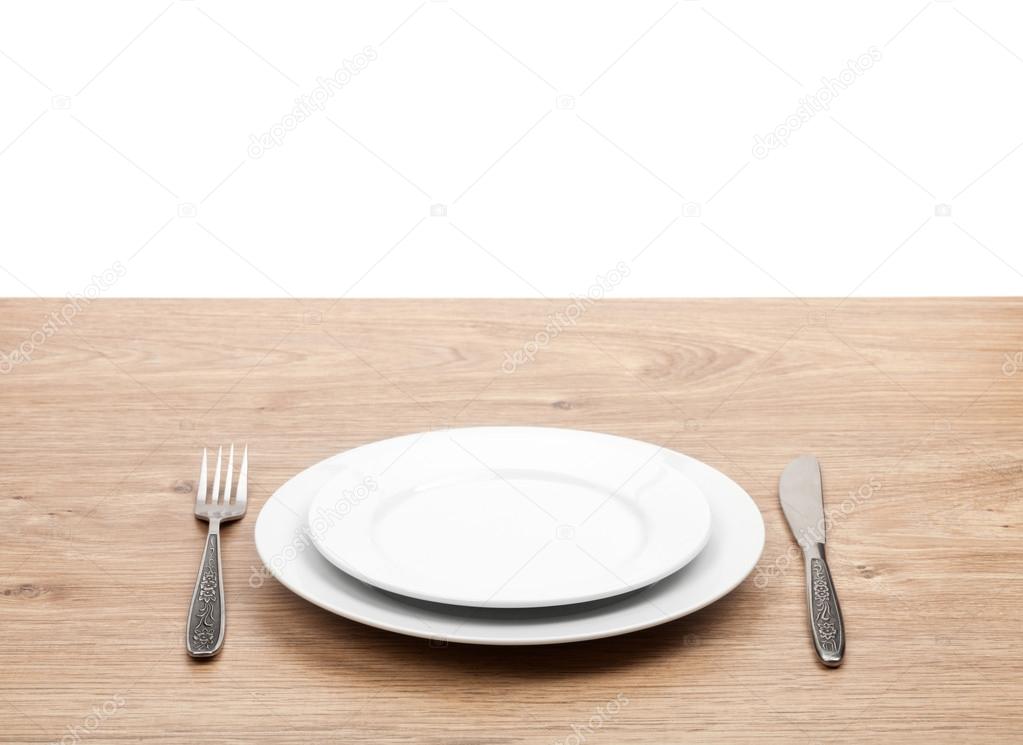 Empty plate and silverware set