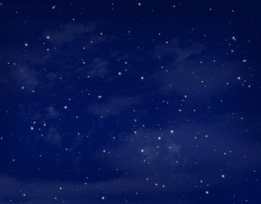 bir gece mavi gökyüzünde yıldızlar