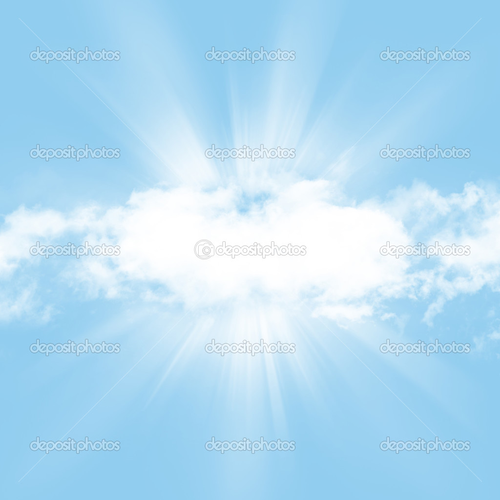 Blue sky with clouds and sun