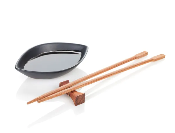 Sushi chopsticks and soy sauce — Stock Photo, Image