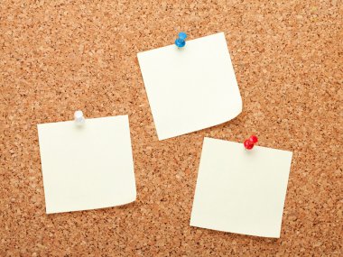 cork ilan tahtası üzerinde boş postit notları