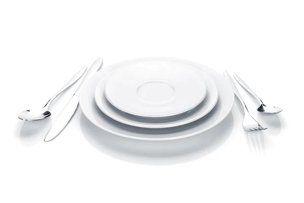 银器或餐具一套刀叉、 板 — 图库照片