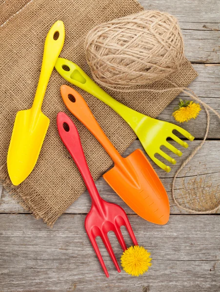 Garden tools with flower — Stock Photo, Image