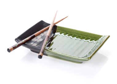 yemek çubukları ve plaka