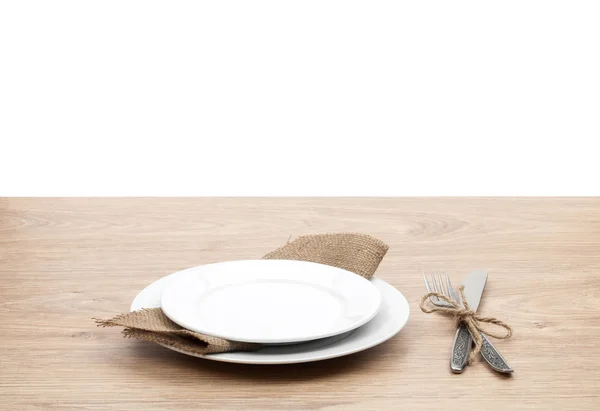 Empty plate and silverware set — Stock Photo, Image