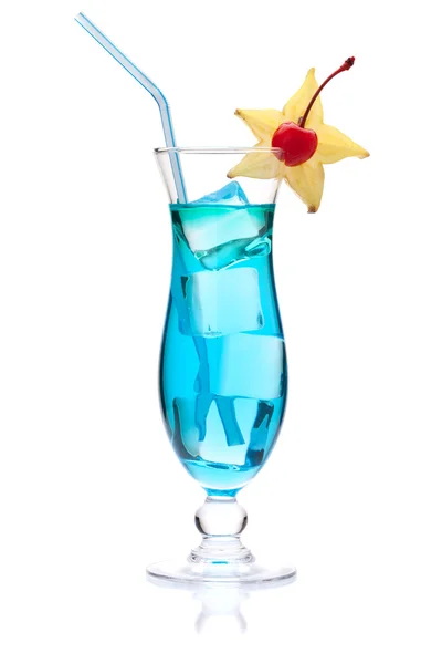 Blue cocktail with carambola — Stock Photo, Image