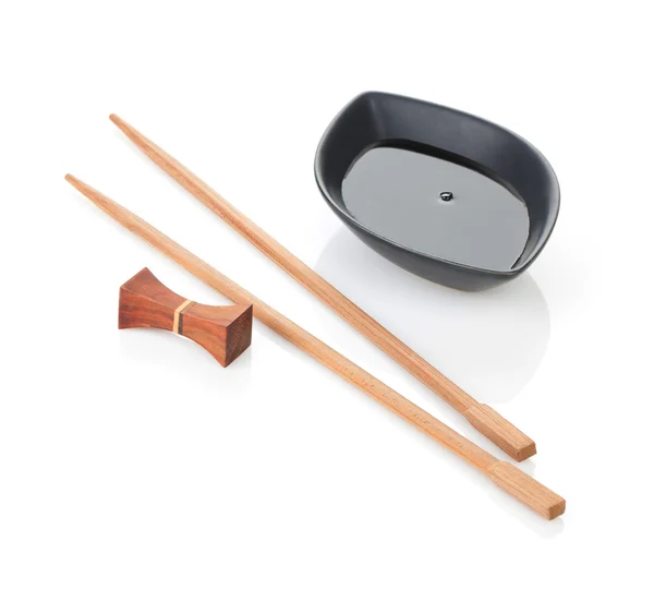 Sushi chopsticks and soy sauce — Stock Photo, Image