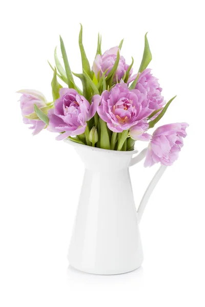 Tulips bouquet in pitcher — Stock Photo, Image