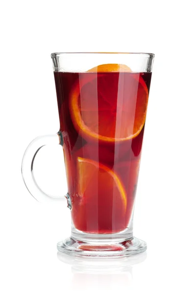 Christmas mulled wine with orange and spices — Stock Photo, Image
