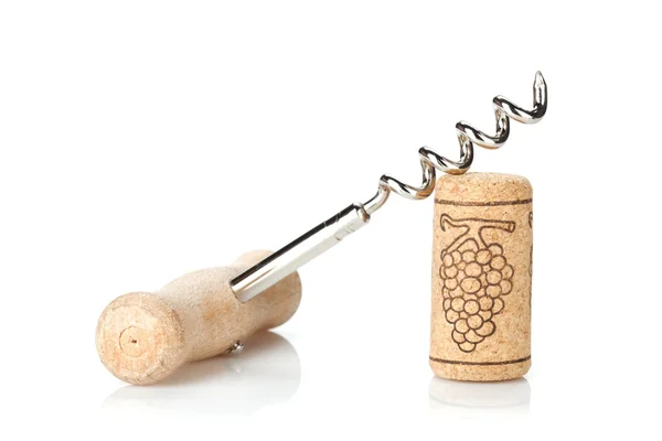 Cork and corkscrew — Stock Photo, Image