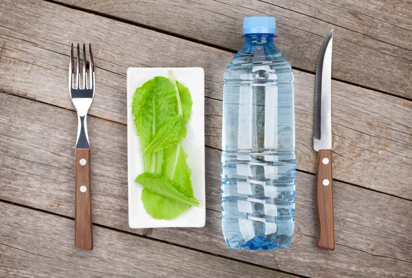 Salade bladeren en water — Stockfoto