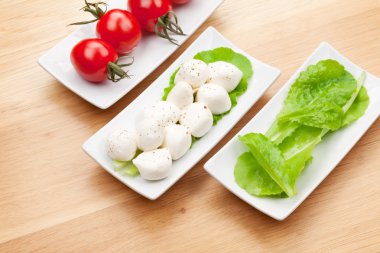 domates, mozzarella ve salata yaprakları