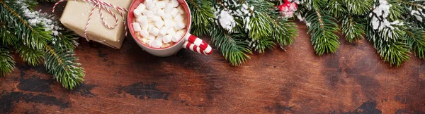 Caja Regalo Navidad Taza Chocolate Caliente Con Malvavisco Rama Abeto — Foto de Stock