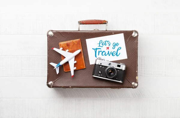 Travel Vacation Concept Trip Accessories Items Top View Flat Lay — Stock Photo, Image
