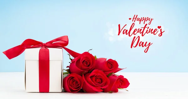 Tarjeta Felicitación Del Día San Valentín Con Ramo Flores Rosa — Foto de Stock