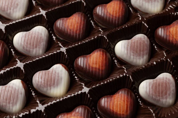 Box Heart Shaped Chocolate Sweet Candy Gift Valentines Day — Stock Photo, Image