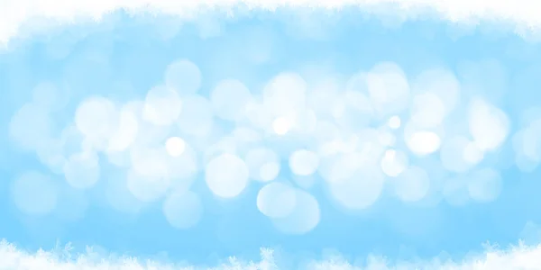 Christmas Greeting Card Backdrop Bokeh Snow Frost Blue Background — Stock Photo, Image