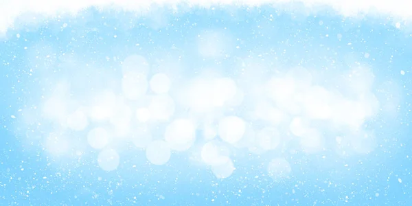 Різдвяна Листівка Фоні Снігового Морозу Синьому Фоні Боке — стокове фото