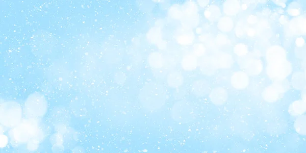 圣诞贺卡背景 雪霜覆盖蓝色背景 带有Bokeh — 图库照片