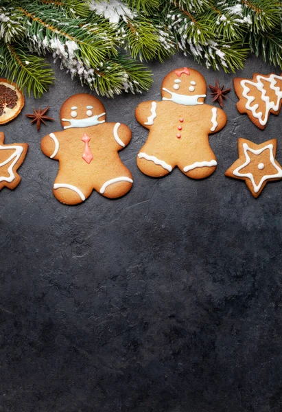 Carte Voeux Noël Drôle Avec Pain Épice Homme Cookies Dans — Photo