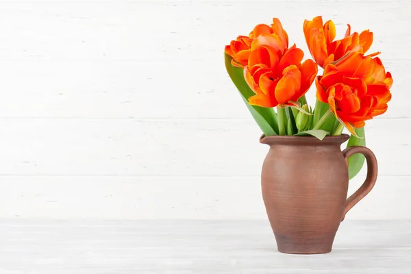 Bukiet Kwiatów Tulipanów Szablon Kartki Świątecznej Miejscem Twoje Pozdrowienia — Zdjęcie stockowe