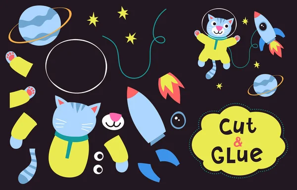 Cut Glue Penguin Table Game Kids Cute Stickers Fun Entertainment — Stock Vector