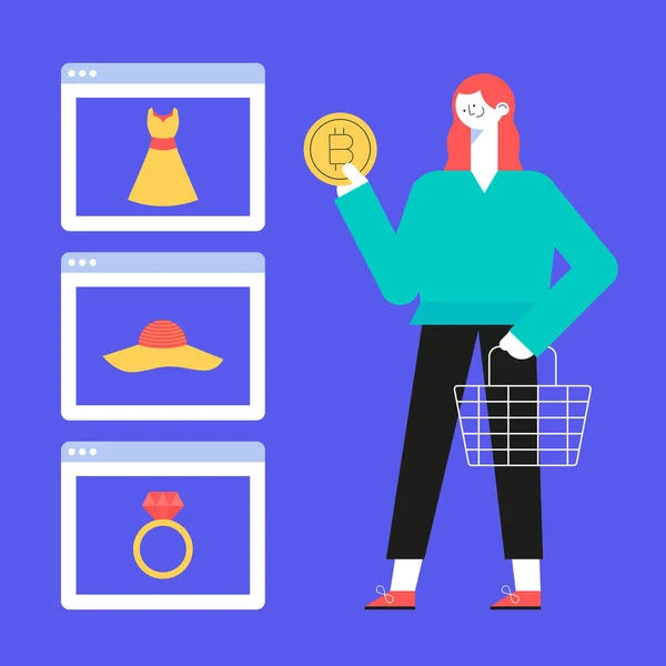 Crypto Payments Girl Ilustração De Stock