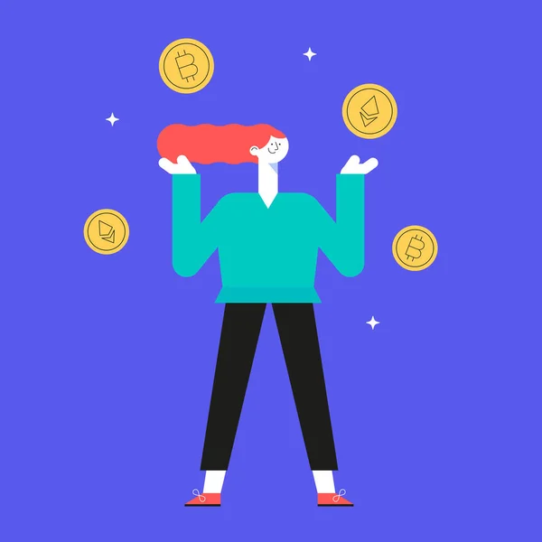 Crypto Payments Girl Vetores De Stock Royalty-Free